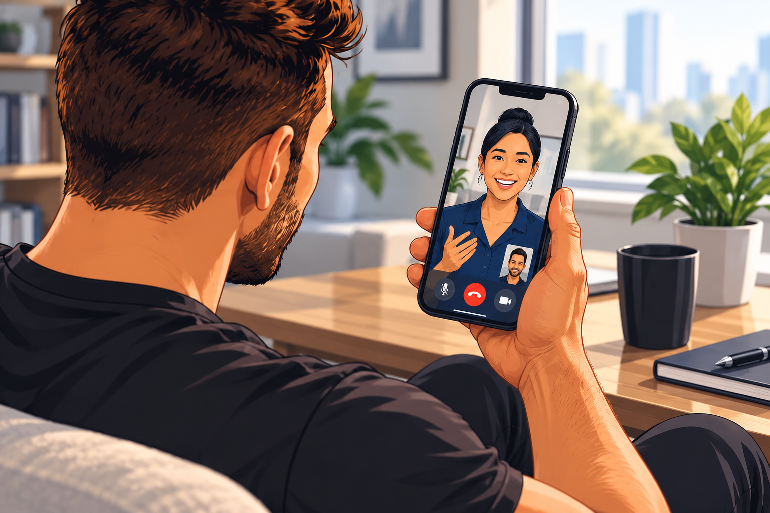 Patient on a video call with his RespondWell Protocol Advisor