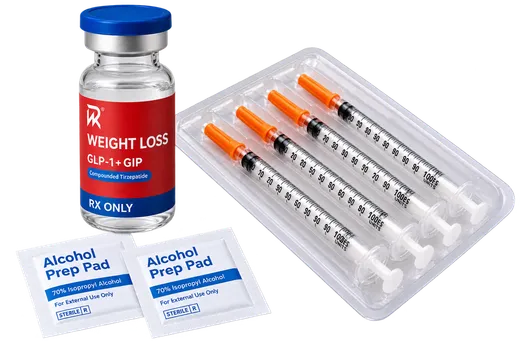 RespondWell treatment kit: medication vial, syringes and alcohol pads
