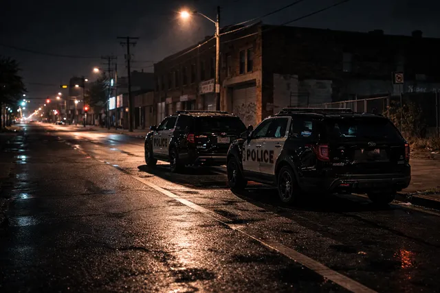 Police cruisers at night