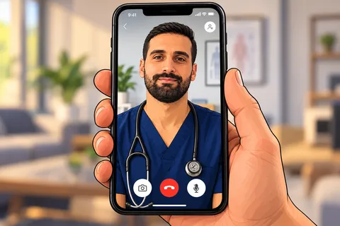 Video visit with a licensed clinician on a phone screen